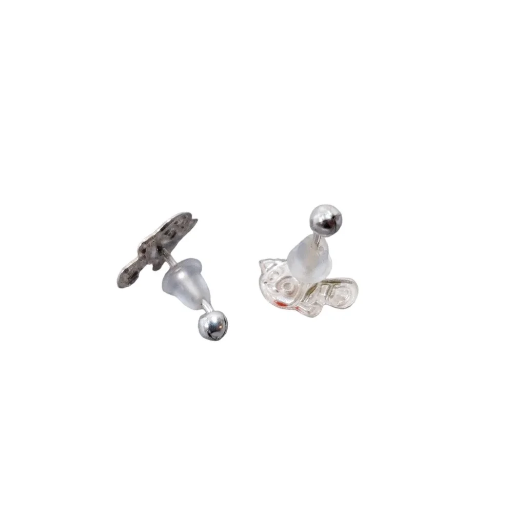 Handmade Handpainted 925 Sterling Silver Earrings Inspired by Nemo Screw Back